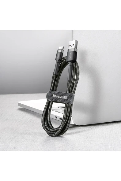 Baseus Cafule 2a Type-c Şarj Kablosu Siyah/Gri 2m Catklf-c91 - Resim 7