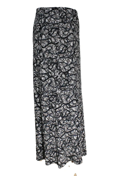 Kadın Betül Battal Beden 8 Parça Kaliteli Lastikli Çizgili Desen Siyah Etek - Resim 3