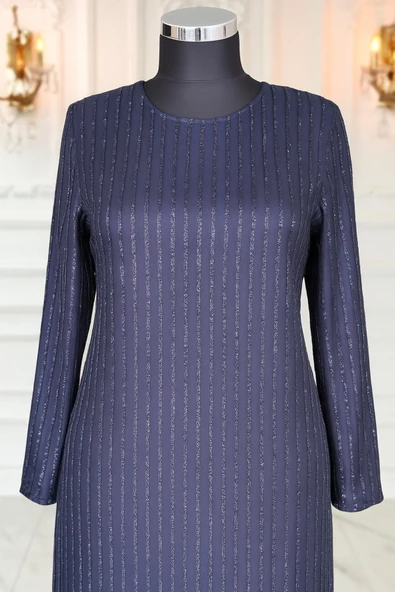 Büyük Beden Astarlı Mahi Dantel Abiye Elbise - Resim 3