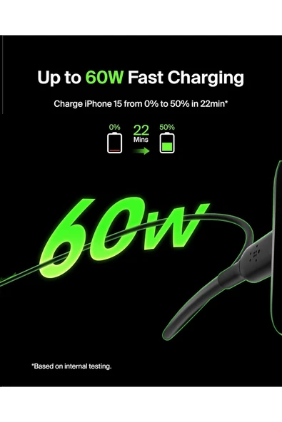 BoostCharge USB-C Hızlı Şarj Kablosu 2 Metre Siyah - Resim 4