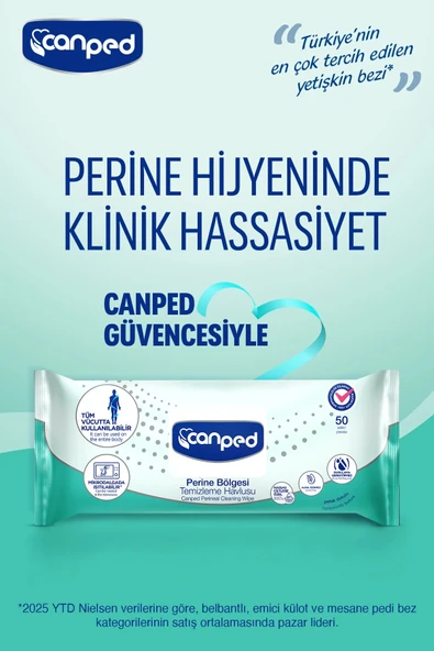 Canped Perine Bölgesi Temizleme Havlusu 50 li x 3 Paket - Resim 2