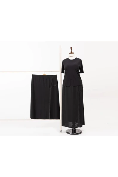 Kadın Talia Sim Pervazlı Astarlı Lastikli Mürdüm Çan Etek - Resim 6