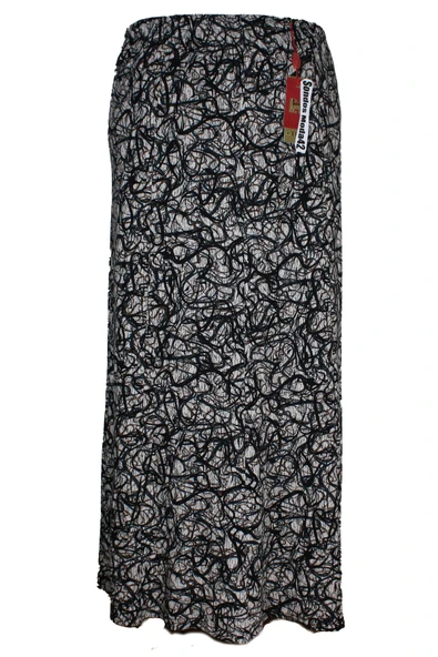 Kadın Betül Battal Beden 8 Parça Kaliteli Lastikli Çizgili Desen Siyah Etek ürün görseli 1