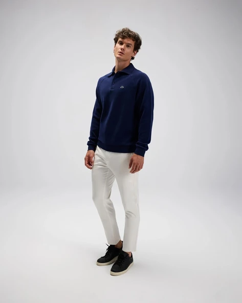 Ellesse EM633-NV Erkek Polo Yaka Lacivert Sweat - Resim 2