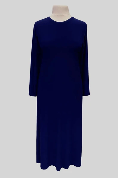 Kadin Buyuk Beden Taşlı Saks Mavi Anne Abiye Takım - Resim 6