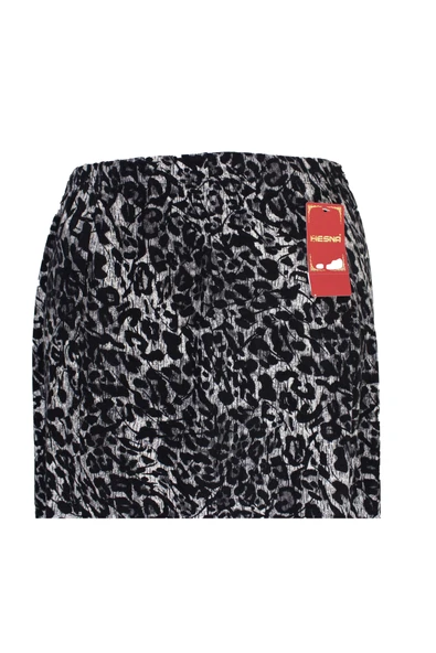 Kadın Betül 8 Parça Lastikli Astarsız Siyah Leopar Desenli Etek - Resim 2