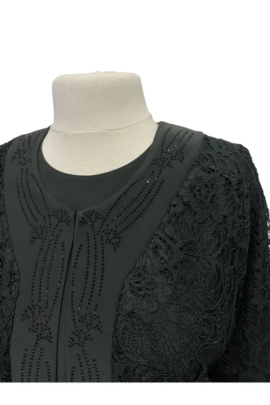 Yeşil Kader Ceketli Anne Abiye Takım - Resim 4