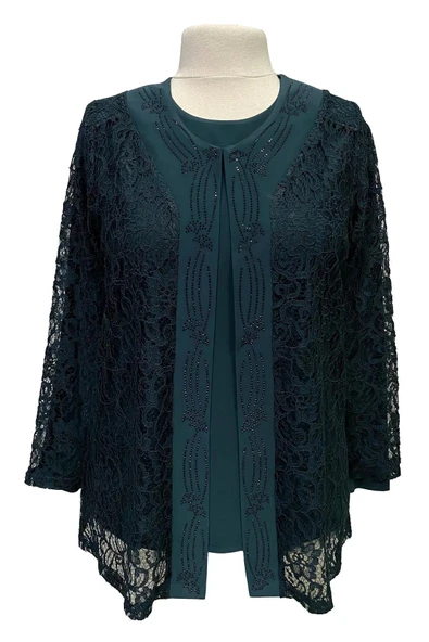 Petrol Mavi Kader Ceketli Anne Abiye Takım ürün görseli 1