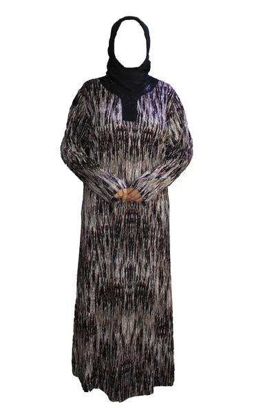 Büyük Beden Kadın Demet Kuplu Boydan Geometrik Desen Siyah Elbise - Resim 2