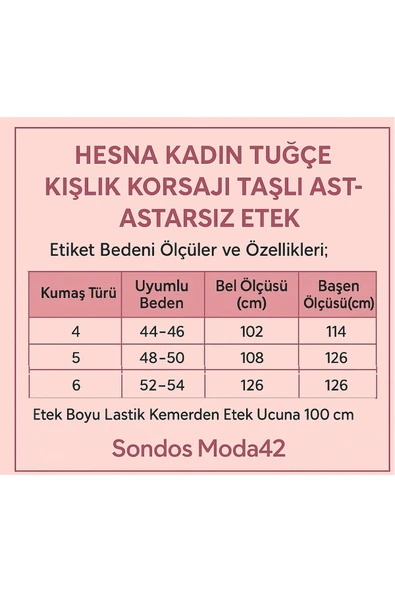 Kadın Tuğçe Kışlık Korsajı Taşlı Astarsız Etek - Resim 5