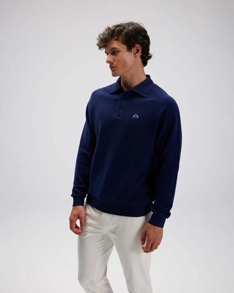 Ellesse EM633-NV Erkek Polo Yaka Lacivert Sweat - Resim 4