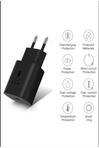 Samsung Orjinal Type-c Girişli Fast-hızlı Şarj Adaptörü Başlığı 25w-25walt (SİYAH) - Resim 4