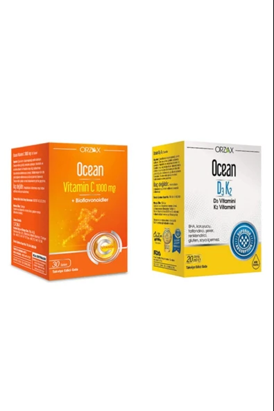 Ocean Vitamin C 1000 Mg 30 Tablet + Ocean D3k2 Damla 20 ml ürün görseli 1