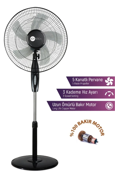 JOYSIDEA FN-100 16 İnç Ayaklı Vantilatör - 3 Kademeli Hız Ayarı, Sessiz ve Etkili Serinlik ürün görseli 1