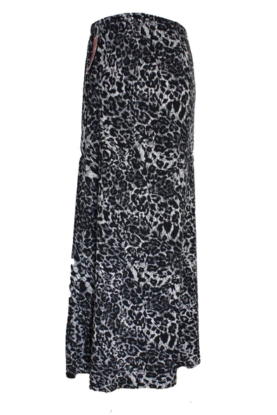 Kadın Betül 8 Parça Lastikli Astarsız Siyah Leopar Desenli Etek - Resim 3