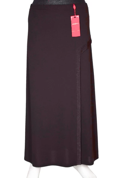 Kadın Talia Sim Pervazlı Astarlı Lastikli Mürdüm Çan Etek ürün görseli 1