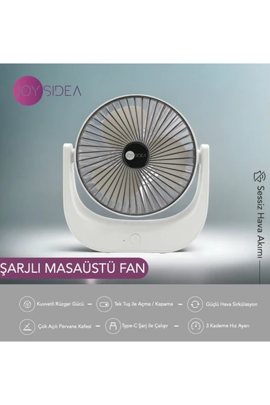 JOYSIDEA JOYSİDEA ŞARJLI MASAÜSTÜ VANTİLATÖR FN-70 - Resim 4