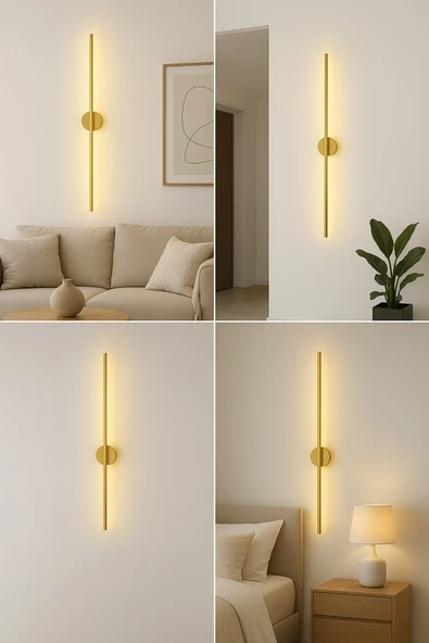 VOLTMARKET Modern Pilli Aplik Tak Çalıştır Kablosuz Ledli Aplik Eskitme Gold Pil Dahildir 70cm - Resim 2