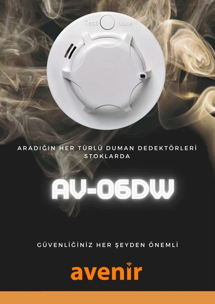 AV-06DW Wifi Kablosuz Akıllı Duman Dedektörü Yangın Alarmı 90db Sesli Pilli - Resim 2