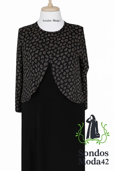 Siyah Zuhal Ceketli Büyük Beden Şık Yüksek kalite Anne Abiye Takım Elbise - Resim 2