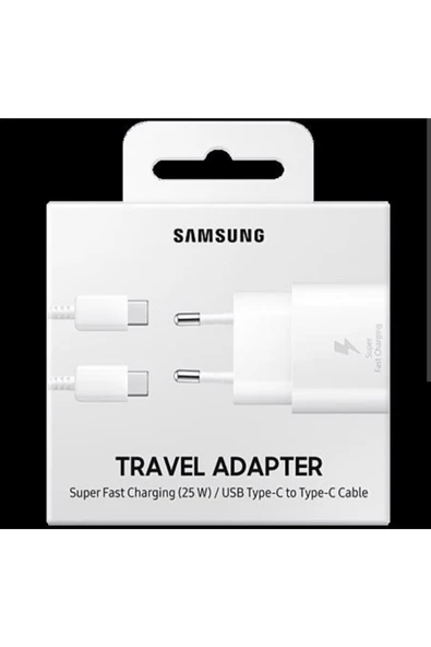 Samsung A20 / A30 / A50 / A70 / M20 / M23 / M51 Type-c 25w Orjinal Hızlı Şarj Aleti Cihazı Beyaz (kutulu) ürün görseli 1