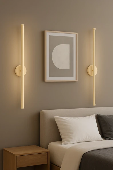 Netzy Sahara Glow™ Sahra Işıltısı 70 cm Modern Kablosuz Pilli LED Aplik Montajsız Duvar Lambası Pil Dahil - Resim 3