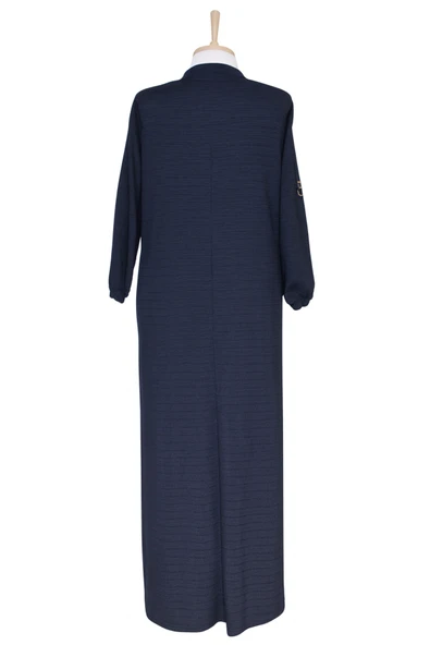 ANNE KADIN BÜYÜK BEDEN HAKİM YAKA FERMUARLI CEPLİ MEVSIMLIK LACIVERT PARDESÜ - Resim 7