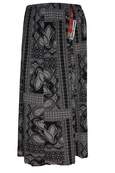 Kadın Battal Beden 8 Parça Kaliteli Lastikli Siyah Etek Desen 03 ürün görseli 1