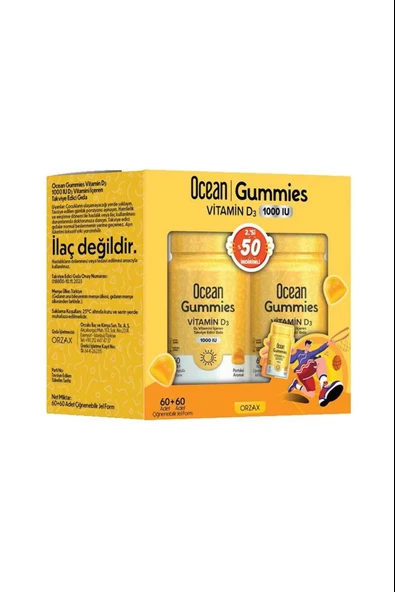Ocean Gummies Vitamin D3 60 Çiğnenebilir Tablet 2 Adet ürün görseli 1