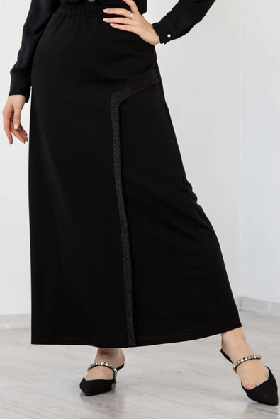 Kadın Talia Sim Pervazlı Astarlı Lastikli Mürdüm Çan Etek - Resim 5