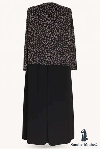 Siyah Zuhal Ceketli Büyük Beden Şık Yüksek kalite Anne Abiye Takım Elbise - Resim 5