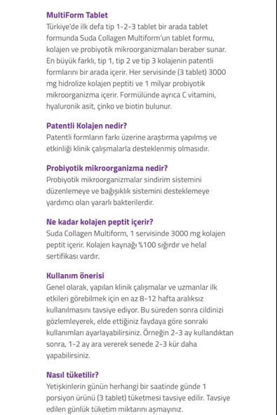 Suda Collagen Multiform 90 Tablet 3 Adet - Resim 4