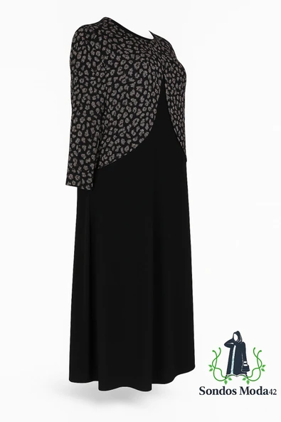 Siyah Zuhal Ceketli Büyük Beden Şık Yüksek kalite Anne Abiye Takım Elbise - Resim 3