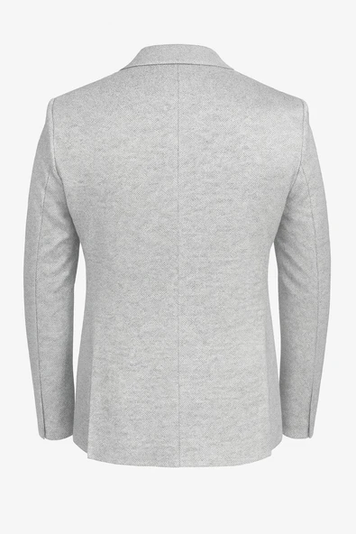 Erkek Karyağdı Desenli Slim Fit Blazer Ceket – Mavi & Gri – Şık Günlük ve Ofis Kombin - Resim 5