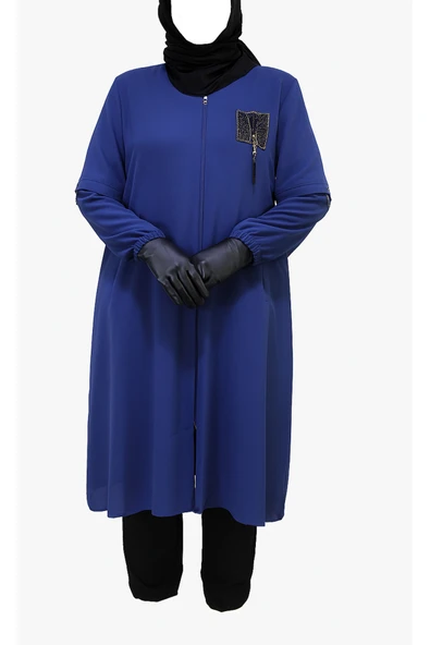 Yazlık Cepli Şık Kaliteli Zarif  Fermuarlı İndigo Araboy Kap ürün görseli 1