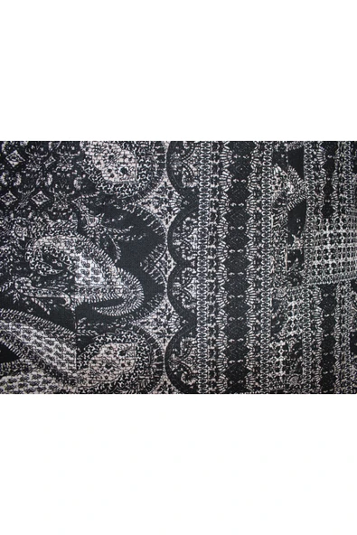 Kadın Battal Beden 8 Parça Kaliteli Lastikli Siyah Etek Desen 03 - Resim 5