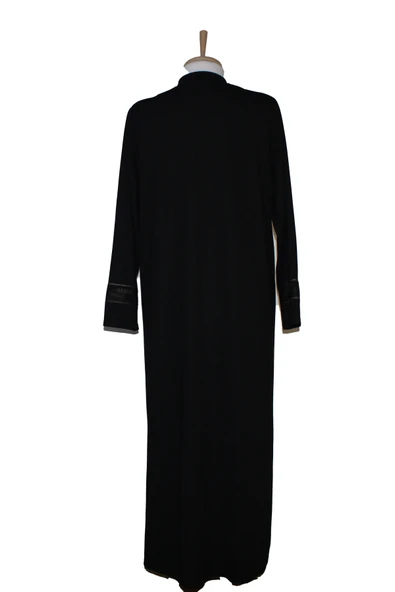 Kadın  Battal Mevsimlik Nakışlı Siyah Pardesü - Resim 6