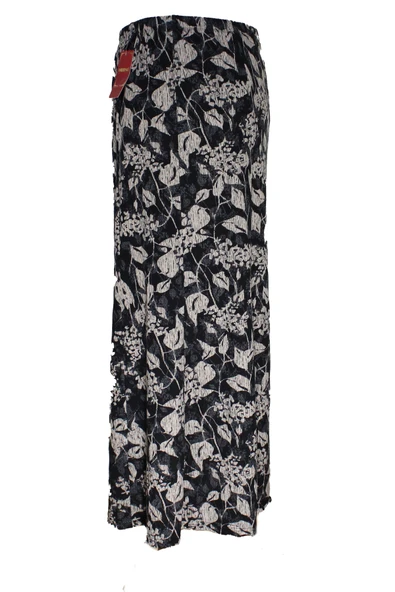 Kadın Battal Beden 8 Parça Kaliteli Lastikli Siyah Yaprak Desenli Etek - Resim 3