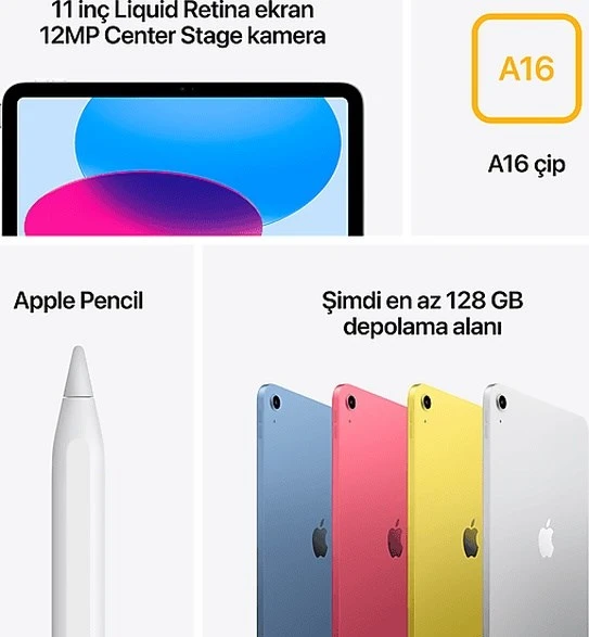 Apple İPad A16 256 MD4H4TU/A Wi-Fi 256 GB 11" Tablet Mavi - Resim 4