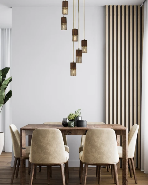 AVONNI AV-60265-6ET Eskitme Kaplama Modern Avize E27 Metal Ahşap 40cm - Resim 3