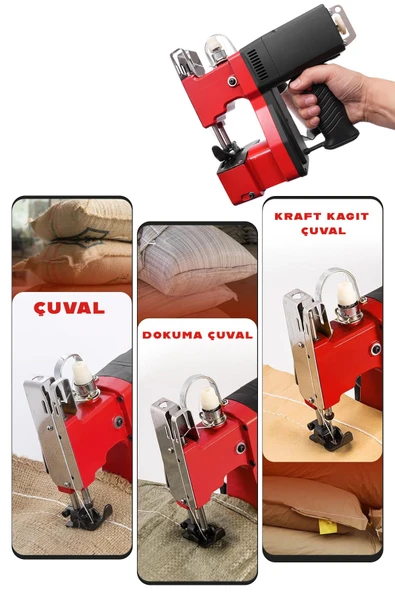 Elektrikli Portatif Hafif Çuval Ağzı Dikiş Makinası Seti  Kağıt Tohum Kumaş Kömür Çuvalı Paketleme - Resim 3
