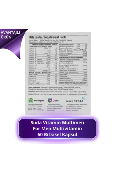 Suda Vitamin Multimen Multivitamin 60 Kapsül 2 Adet - Resim 3