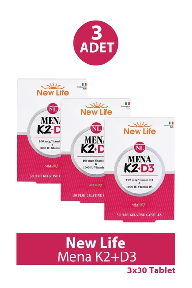 New Life Mena K2+D3 30 Kapsül 3 Adet ürün görseli 1