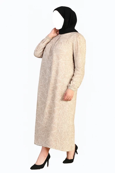 Kadın Uzun Buyuk Beden Robalı Anne Elbise Yazlik - Resim 2