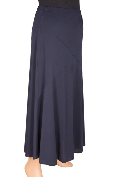 Hesna Kadın Rana Çapraz Model Lacivert Krep Etek - Resim 2