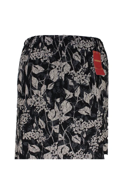 Kadın Battal Beden 8 Parça Kaliteli Lastikli Siyah Yaprak Desenli Etek - Resim 2