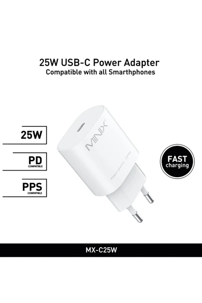 MINIX 25W iPhone 12 Pro Max Uyumlu Type-C Hızlı Şarj Pd Yeni Nesil Hızlı Şarj Aleti Adaptörü, 25W Adaptör - Resim 2