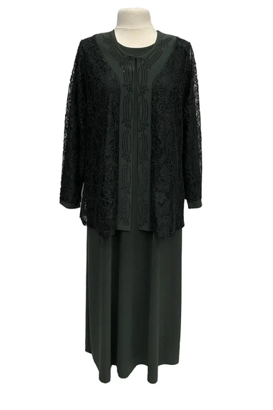 Yeşil Büyük Beden Demet Ceketli Anne Abiye Takım ürün görseli 1