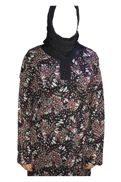 Kadın Demet Kuplu Boydan Kadife Çiçekler Siyah Elbise - Resim 3