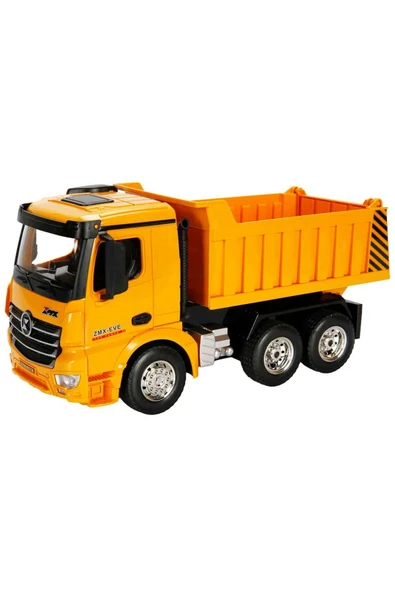 1:18 Sesli Işıklı USB Şarjlı Uzaktan Kumandalı Damperli Kamyon – 2.4 GHz, Hareketli Kasa, Gerçekçi İnşaat Aracı Oyuncak - Resim 4